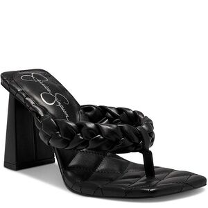 Jessica Simpson Zaliye Women's Faux Leather Block Heel Slide Sandals